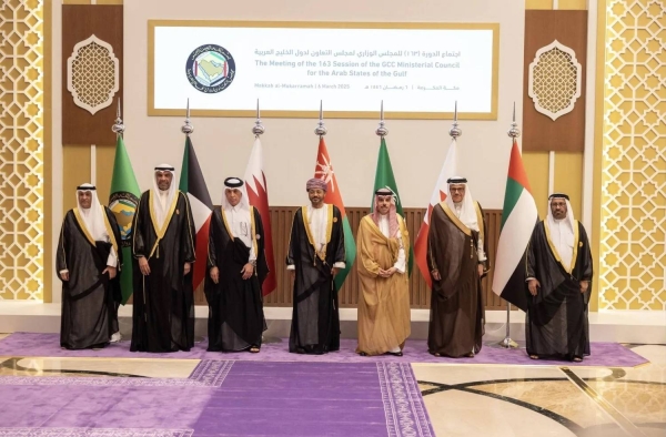 Gulf foreign ministers attending the 163rd Ministerial Council meeting of the Gulf Cooperation Council countries in Makkah on Thursday.
