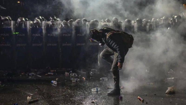 Police used water cannons, tear gas and pepper spray to break up demonstrations