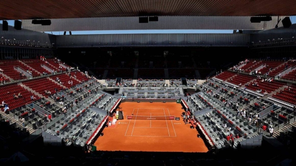 A tennis court sits empty in Madrid, after the outage knocked out electricity at the Madrid Open