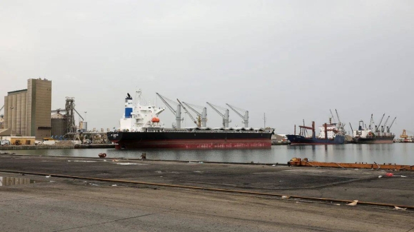 Ships docked at the Red Sea port of Hodeidah, Yemen, on July 31, 2024