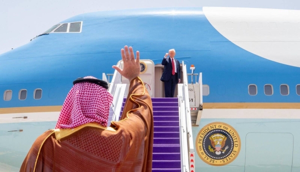 Crown Prince and Prime Minister Mohammed bin Salman sees off US President Donald Trump at King Khalid International Airport in Riyadh on Wednesday.