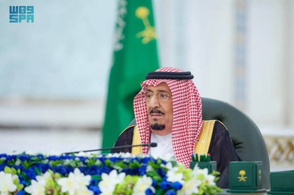 Custodian of the Two Holy Mosques King Salman chairs the Cabinet session in Jeddah on Tuesday.