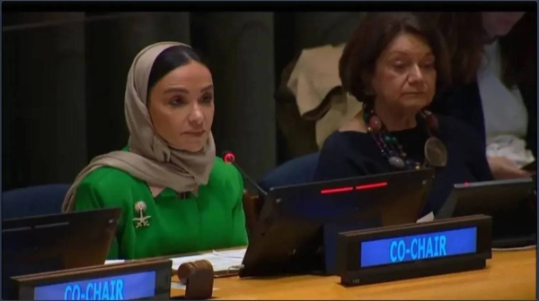 Dr. Manal Hassan Radwan, advisor to the Ministry of Foreign Affairs, co-chairing the preparatory meeting for the high-level international conference in New York on Friday.