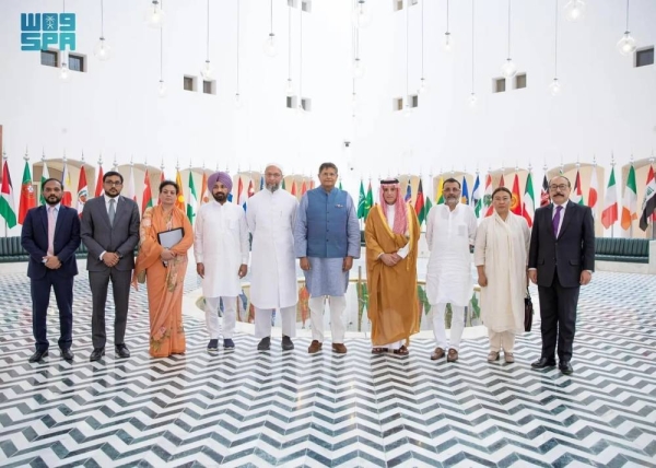 Minister of State for Foreign Affairs, Cabinet Member, and Climate Envoy Adel Al-Jubeir receives Indian All-Party delegation in Riyadh on Wednesday.