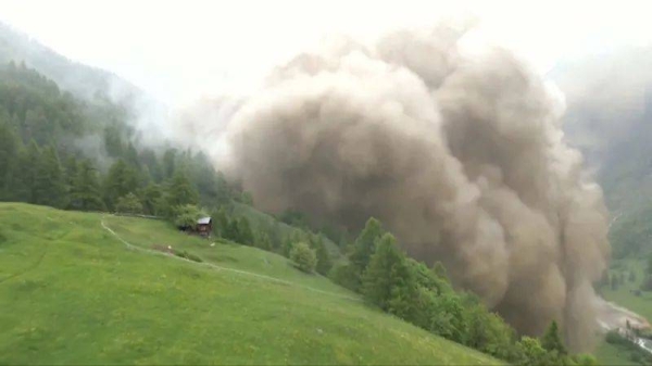 Glacier collapse swallows part of Blatten