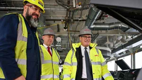 The defence secretary visited defense company BAE Systems in Glasgow with the prime minister earlier