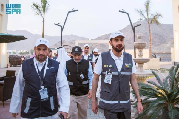 ​​​​​​​Minister of Hajj and Umrah Tawfiq Al-Rabiah during his inspection tour of Arafat on Wednesday.