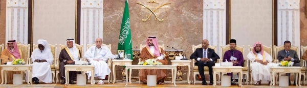 Saudi Crown Prince and Prime Minister Mohammed bin Salman attends the annual Hajj reception at the Mina Palace on Saturday.
