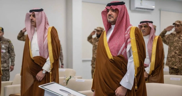 Minister of Interior Prince Abdulaziz bin Saud bin Naif during the inaugural ceremony of the General Command Headquarters for Hajj and Umrah missions in Muzdalifah on Sunday.
