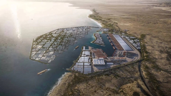 Aerial view of a portion of NEOM City project, which is under implementation.