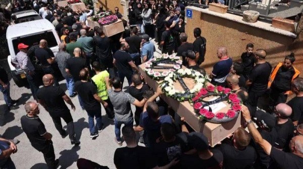 A funeral was held today after Iranian strikes killed four people in the northern Arab-Israeli city of Tamra on the weekend