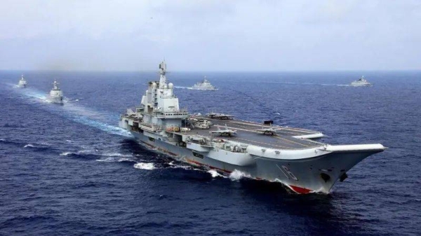 The Liaoning, seen here in a 2018 file photo, is one of two Chinese aircraft carriers taking part in the drill