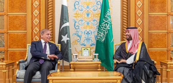 Saudi Crown Prince and Prime Minister Mohammed bin Salman meets Prime Minister of Pakistan Muhammad Shehbaz Sharif in Riyadh in October 2024 (File photo).