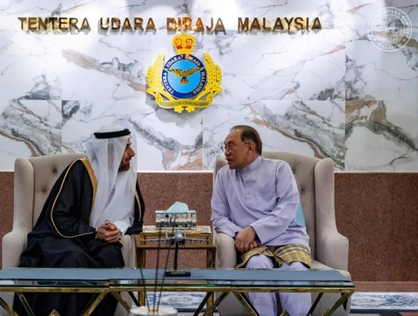 Malaysian Prime Minister Anwar Ibrahim holds talks with Saudi Minister of Hajj and Umrah Dr. Tawfiq Al-Rabiah in Kuala Lumpur.