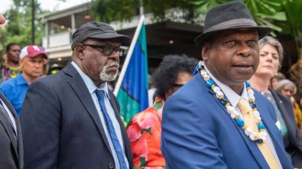 Pabai Pabai, right, and Paul Kabai, both elders from the Torres Strait Islands, travelled to Cairns to hear the decision in their case against the Australian government