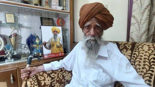 Fauja Singh at his ancestral home in Beas Pind village in Punjab state, India