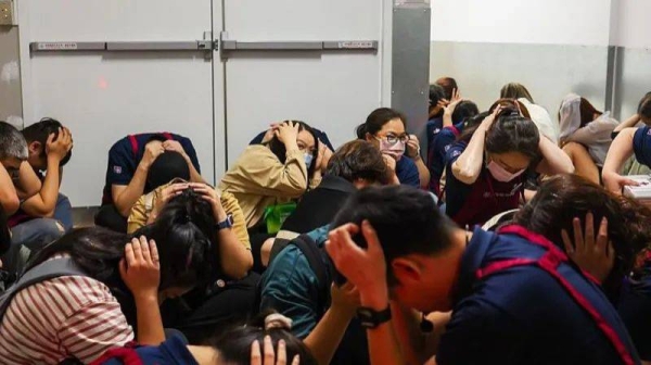 Volunteers rehearsed taking cover in a supermarket basement in an air raid rehearsal in Taipei earlier this month
