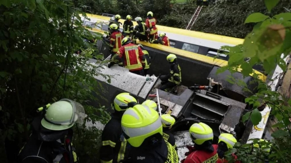 Emergency responders at scene of German train derailment