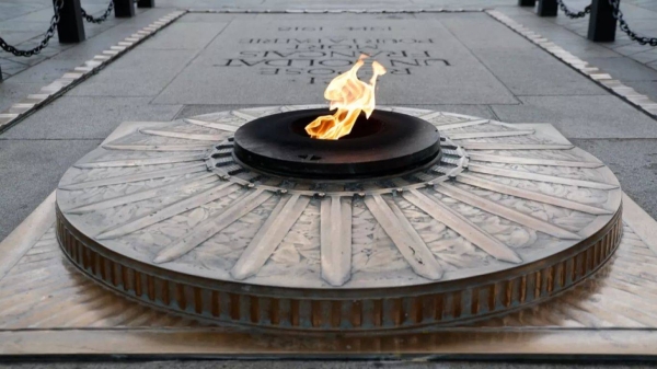 The Tomb of the Unknown Soldier at the Arc de Triomphe in Paris, France, Monday, Nov. 11, 2024