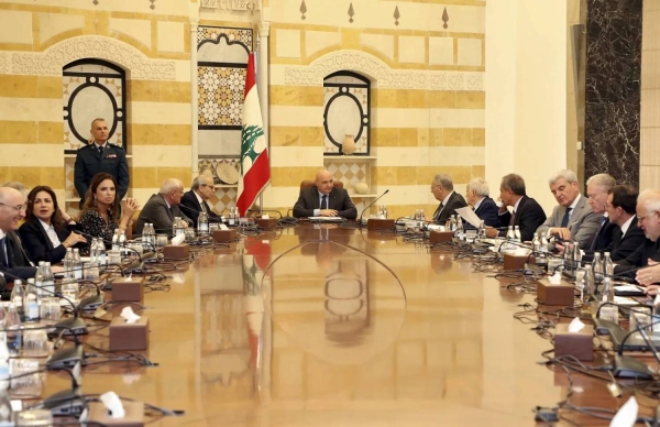 The Lebanese Council of Ministers holds its session at the Presidential Palace in Beirut on Thursday.