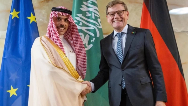 German Federal Minister for Foreign Affairs Johann Wadephul receives Saudi Minister of Foreign Affairs Prince Faisal bin Farhan in Berlin on Wednesday.