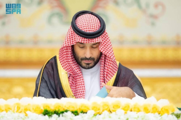 Crown Prince and Prime Minister Mohammed bin Salman chairs the Cabinet session in Riyadh on Tuesday.