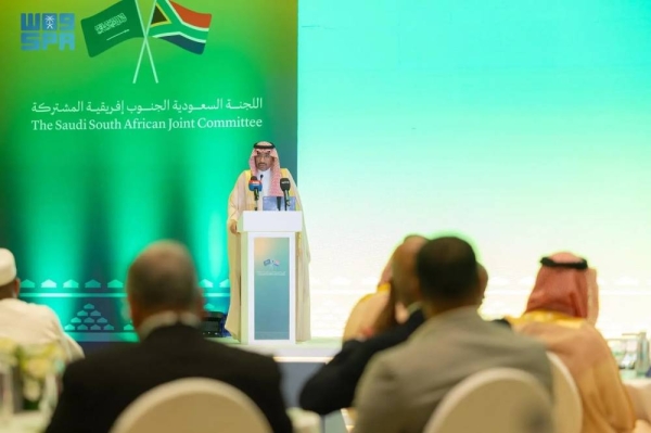 Minister of Industry and Mineral Resources Bandar Alkhorayef addressing the Saudi–South African Joint Committee meeting in Riyadh on Thursday.


