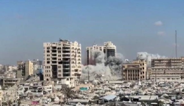Two towers collapse in Gaza City as the Israeli military targets high-rise buildings