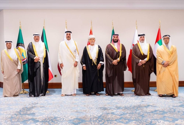 The Gulf leaders during their extraordinary summit in Doha on Monday. 