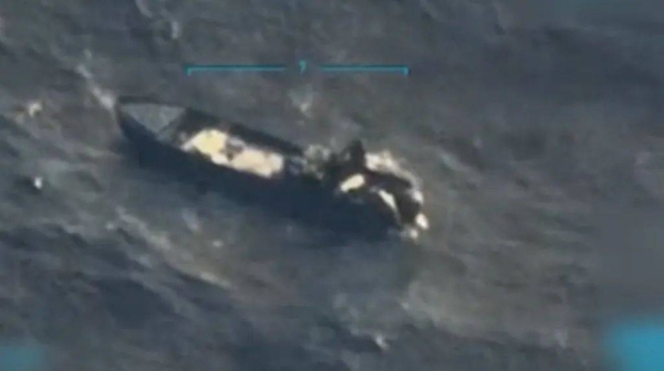 Donald Trump posted a video on social media of the boat that was attacked in the strike on Monday