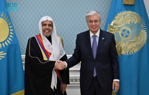 Kazakhstan President Kassym-Jomart Tokayev receives Muslim World League Secretary General Sheikh Mohammed Al-Issa at the Presidential Palace in Astana.