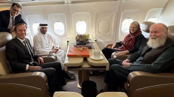 Barbie and Peter Reynolds (right) will first fly to Qatar for medical checks, before returning to the UK