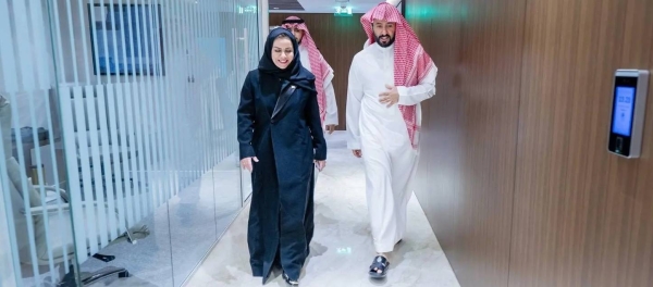 Saudi Minister of Justice Walid Al-Samaani receives Human Rights Commission President Dr. Hala Al-Tuwaijri in Riyadh on Sunday.
