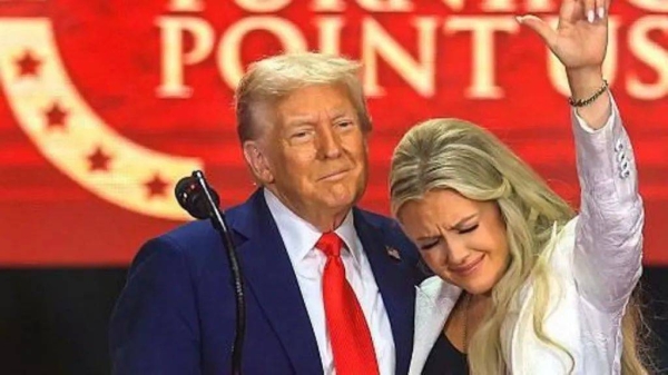 Trump and Erika Kirk at the memorial service