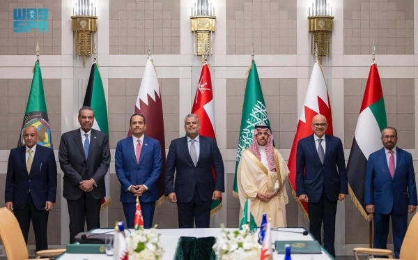 Foreign ministers of the Gulf states along with GCC Secretary General Jasem Albudaiwi attend their coordination meeting in New York on Sunday.