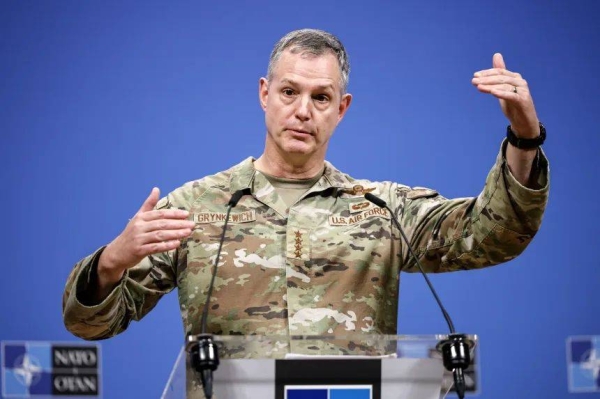 NATO Supreme Allied Commander Europe General Alexus G. Grynkewich during a press conference on the violation of Polish airspace by Russian drones, at the NATO headquarters in Brussels