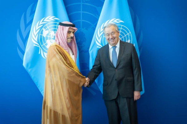 Saudi foreign minister meets UN chief in New York to discuss global challenges